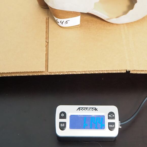 Anthropologie Block Heel Peep Toe Scalloped Shoes Women's Size 8M Tan Suede - Picture 11 of 11